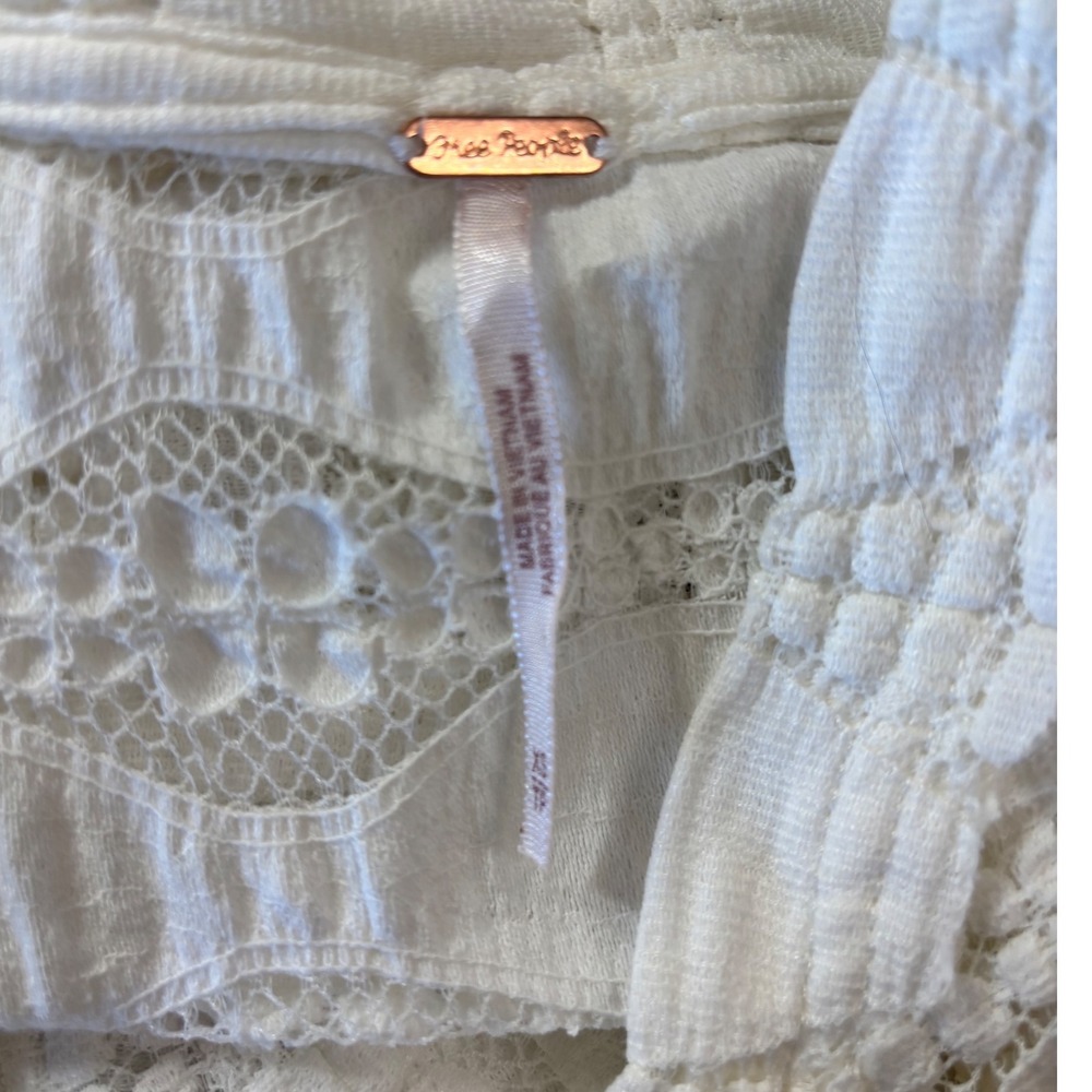 Free People Candy Shop White XS Lace Ruffle Sleeve Tunic Boho Festival‎ Top - Picture 13 of 16